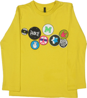 

United Colors of Benetton Boys Printed T Shirt(Yellow, Pack of 1, K24