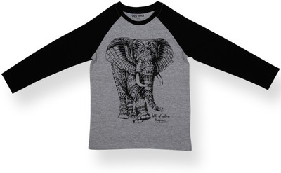 

Ventra Boys Animal Print Cotton T Shirt(Grey, Pack of 1