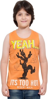 

Maniac Boys Printed Cotton T Shirt(Orange, Pack of 4