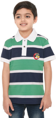 

Body Glove Boy's Striped Cotton T Shirt(Multicolor, Pack of 1, Green