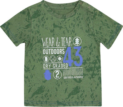 

Life by Shoppers Stop Boys Printed Cotton T Shirt(Green, Pack of 1, Olive