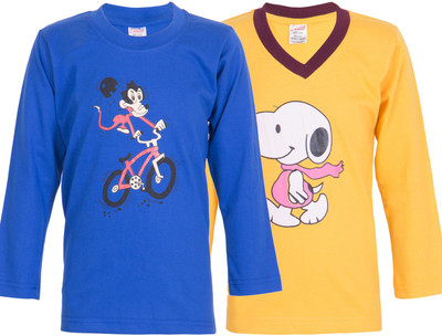 

Ultra Fit Boys Printed Cotton T Shirt(Multicolor, Pack of 2), Blue;yellow