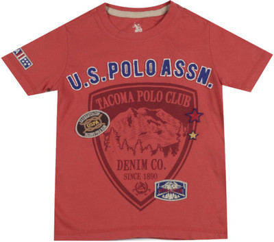 

US Polo Kids Boys Solid Cotton T Shirt, Me red