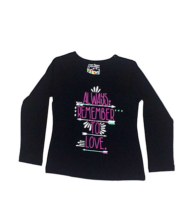 

Cuddlezz Girls Printed Cotton T Shirt(Multicolor, Pack of 1, Black