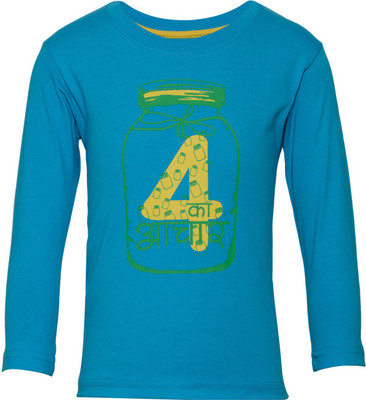 

NO.99 Boys Printed Cotton T Shirt(Blue, Pack of 1