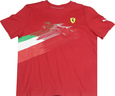 

Puma Boys Printed Cotton T Shirt(Red, Pack of 1, Rosso corsa