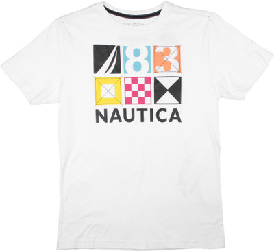 

Nautica Boys Printed T Shirt(White, Pack of 1, 104