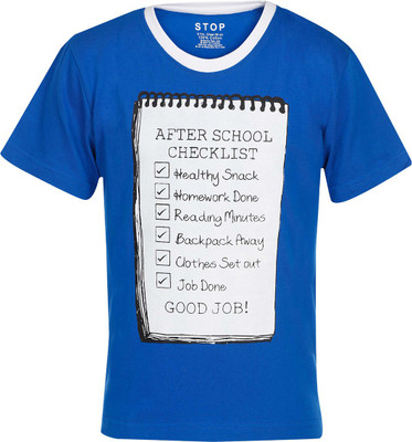 

Stop By Shoppers Stop Boys Graphic Print Cotton T Shirt(Blue, Pack of 1