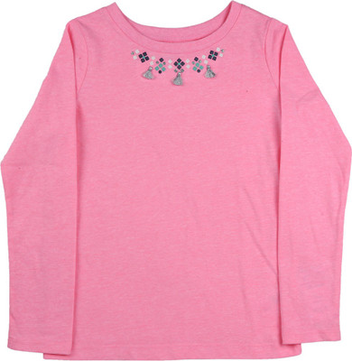 

Carter's Girls Embellished Cotton T Shirt(Pink, Pack of 1