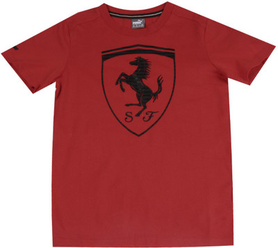 

Puma Boys Printed Cotton T Shirt(Red, Pack of 1, Rosso corsa