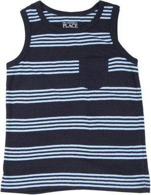 

The Children's Place Boys Striped Cotton T Shirt(Dark Blue, Pack of 1, Iv