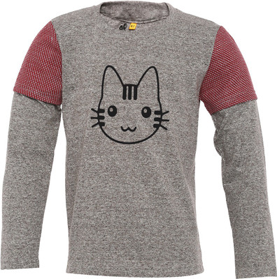 

Insta Fab Boys Printed Cotton T Shirt(Grey, Pack of 1
