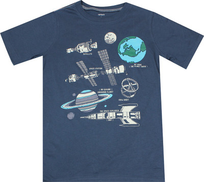 

Carter's Boys Printed Cotton T Shirt(Dark Blue, Pack of 1, Blue (420)
