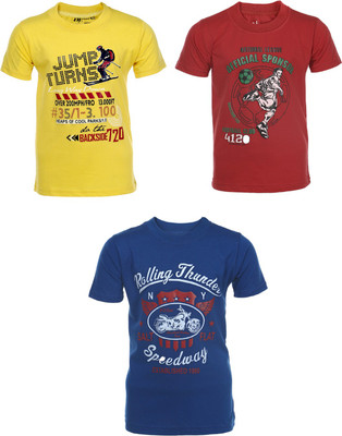 

AJ Dezines Boys Graphic Print Cotton T Shirt(Multicolor, Pack of 3