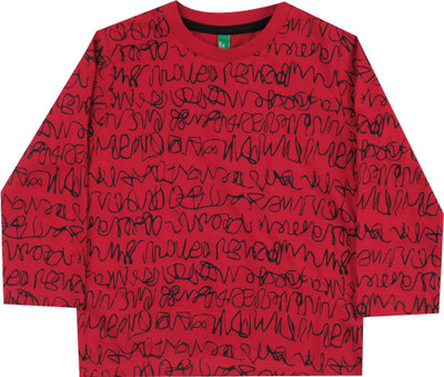 

United Colors of Benetton Boys Printed Cotton T Shirt(Red, Pack of 1, 901