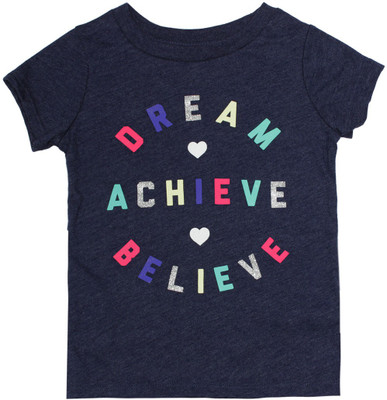 

Carter's Girls Printed Cotton Polyester Blend T Shirt(Dark Blue, Pack of 1, Heather (053)