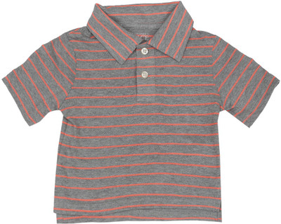 The Children's Place Boys Striped Cotton T Shirt(Grey, Pack of 1, He