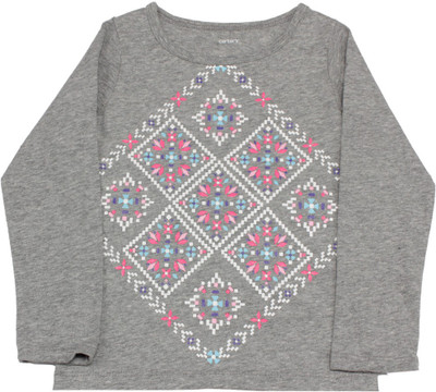 

Carter's Girls Printed Cotton T Shirt(Grey, Pack of 1, Heather (053)