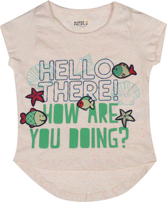

People Girls Casual Cotton A-line Top(Grey, Pack of 1