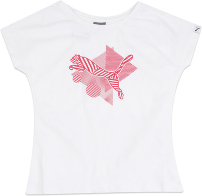 

Puma Girls Casual Cotton Top(White, Pack of 1