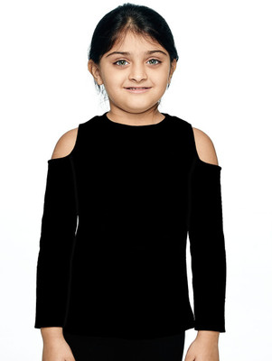 

Ventra Girls Casual Polyester Viscose Lycra Blend Top(Black, Pack of 1