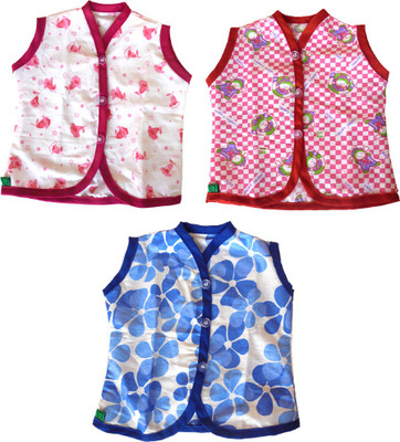 SRIM Baby Girls Casual Cotton Blend Top(Pink, Pack of 3)