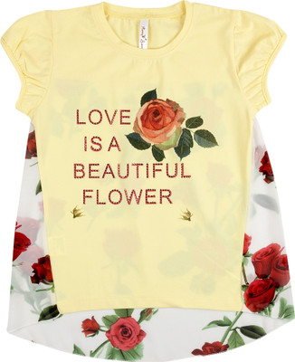 

Hunny Bunny Girls Casual Cotton Polyester Lycra Blend Top(Yellow, Pack of 1