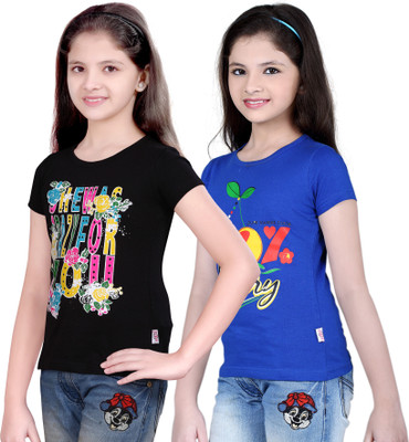 

FabTag - Sini Mini Girls Printed T Shirt(Dark Blue