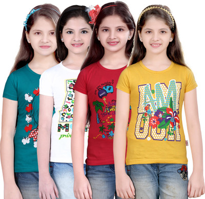 

FabTag - Sini Mini Girls Printed T Shirt(Multicolor