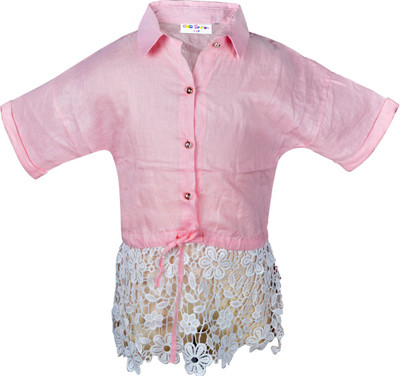 

Lil Orchids Girls Midi/Knee Length Casual Dress(Pink, Full Sleeve