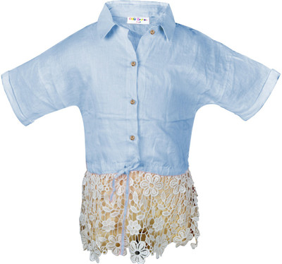 

Lil Orchids Girls Casual Chambray Top(Blue, Pack of 1