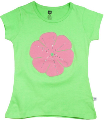 

612 League Girls Casual Cotton Top(Light Green, Pack of 1, Neon green