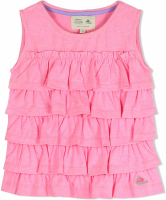 Cherry Crumble California Girls Casual Cotton A-line Top(Pink, Pack of 1