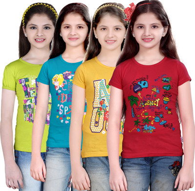 

Sini Mini Girls Cotton Top(Multicolor, Pack of 4, Blue;light green;pink;yellow