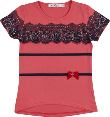 

Hunny Bunny Girls Casual Cotton Lycra Blend Top(Red, Pack of 1, Coral