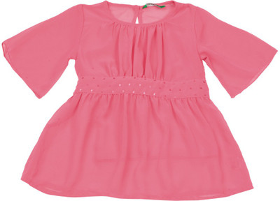 

Palm Tree Girls Casual Cotton Lycra Blend A-line Top(Pink, 1367