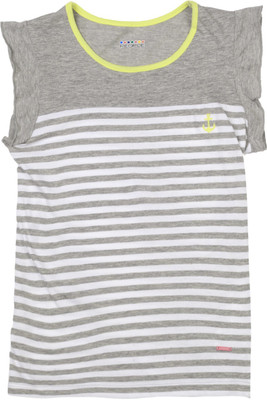 

People Girls Casual Cotton Top(Grey, Pack of 1