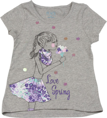 

The Children's Place Girls Casual Cotton Top(Grey, Pack of 1, He