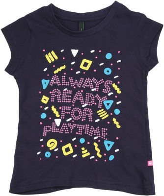 

United Colors of Benetton Girls Casual Cotton Top(Blue, Pack of 1, K25