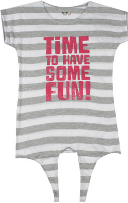 

People Girls Casual Cotton Tie-up Top(Grey, Pack of 1