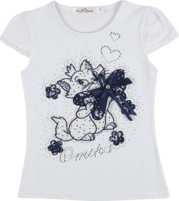 

Hunny Bunny Girls Casual Cotton Lycra Blend Top(White, Pack of 1