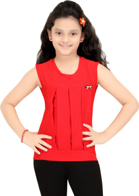 

N Twenty Girls Party Hosiery A-line Top(Red, Pack of 1