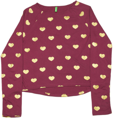

United Colors of Benetton Girls Casual Cotton Top(Maroon, Pack of 1, 08m