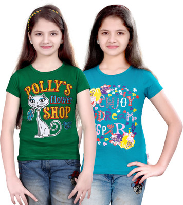 

FabTag - Sini Mini Girls Printed T Shirt(Blue