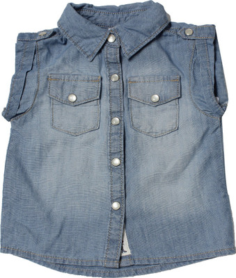 

Carter's Baby Girls Casual Cotton Fashion Sleeve Top(Blue, Pack of 1, Denim (463)