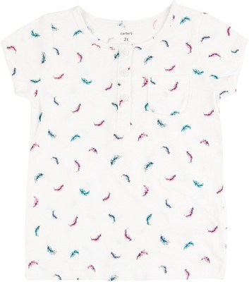 

Carter's Girls Casual Cotton Top(White, Pack of 1, Print (969)