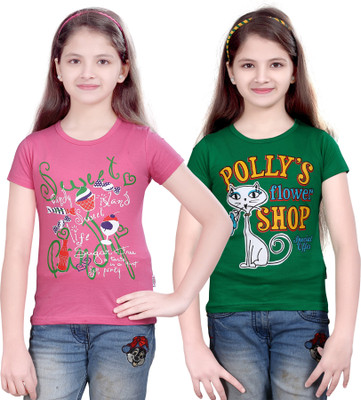 

FabTag - Sini Mini Girls Printed T Shirt(Multicolor