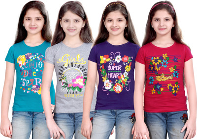 

Sini Mini Girls Cotton Top(Multicolor, Pack of 4, Blue;pink;purple;silver