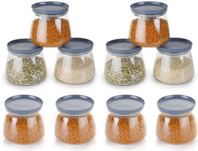 Machak Plastic Grocery Container  - 800 ml(Pack of 10, Grey, Clear)
