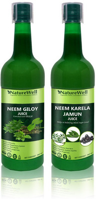 Naturewell Premium Neem Giloy Tulsi/Neem Karela Jamun for Building Immunity and Digestion Booster /Pack of 2(2 x 500 ml)